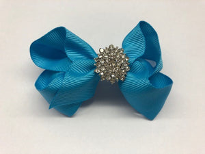 Très Chic Bow Barrettes - Aegean Blue