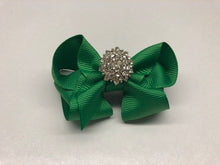 Load image into Gallery viewer, Très Chic Bow Barrettes - Emerald Green