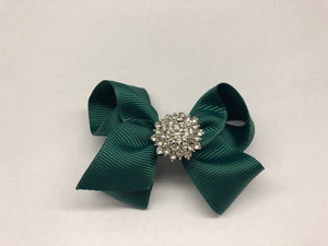 Très Chic Bow Barrettes - Hunter Green