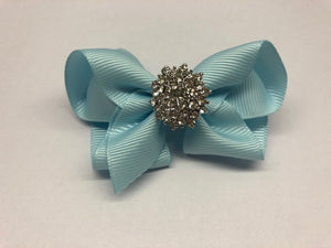 Très Chic Bow Barrettes - Light Blue