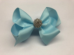 Très Chic Bow Barrettes - Light Blue