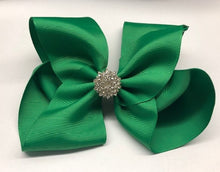 Load image into Gallery viewer, Très Chic Bow Barrettes - Emerald Green