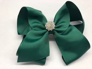 Très Chic Bow Barrettes - Hunter Green