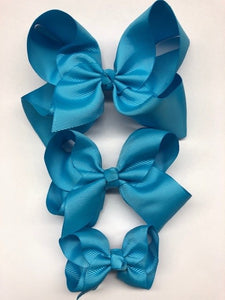 Très Chic Bow Barrettes - Aegean Blue