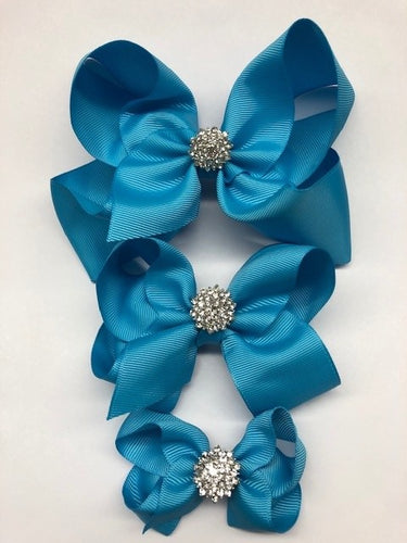 Très Chic Bow Barrettes - Aegean Blue