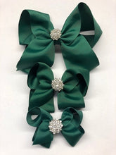 Load image into Gallery viewer, Très Chic Bow Barrettes - Hunter Green