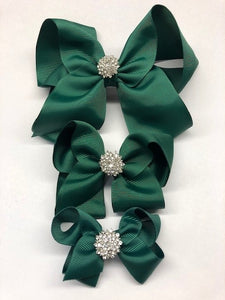 Très Chic Bow Barrettes - Hunter Green