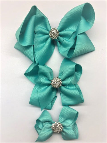 Très Chic Bow Barrettes - Aqua