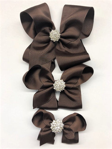 Très Chic Bow Barrettes - Chocolate