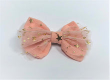 Load image into Gallery viewer, Linen and Tulle Star Bow Barrette