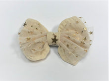 Load image into Gallery viewer, Linen and Tulle Star Bow Barrette